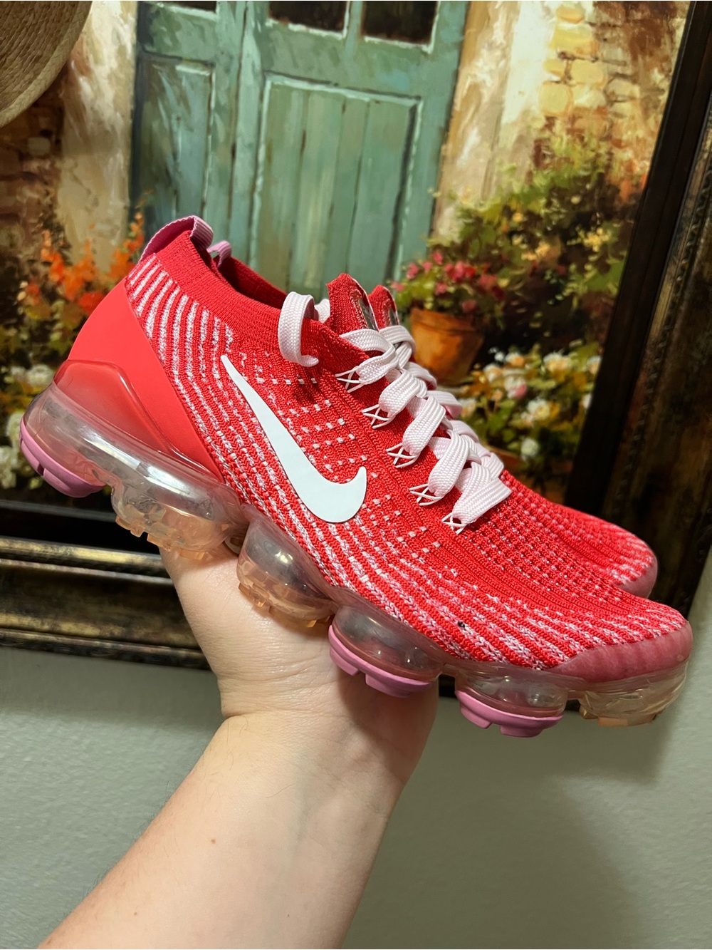 Nike Air VaporMax Flyknit 3 Track Red Magic Flamingo sneakers